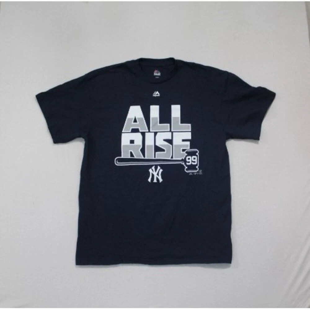 Majestic Men Blue Shirt New York Yankees Aaron Judge 99 MLB Size Large D